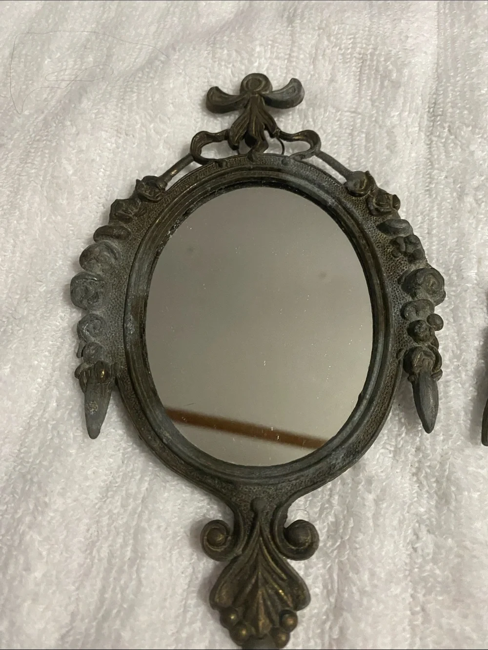 Ornate Vintage-Style Wall Plaque Set in Dark Bronze. Both two toned.